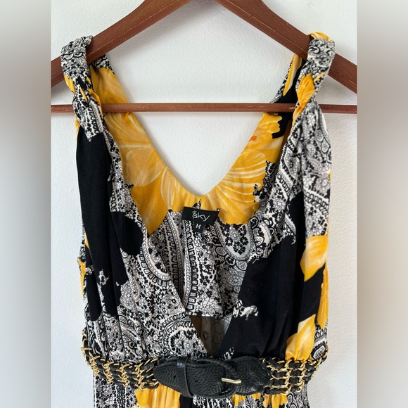 Sky Paisley Silk Sleeveless Dress with V-neckline and Empire Waist Size M - Picture 14 of 15